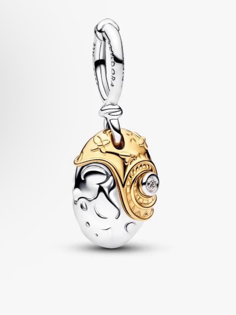Pandora Moana Heart of Te Fiti Charm in Silver and Gold with Sparkling Stone